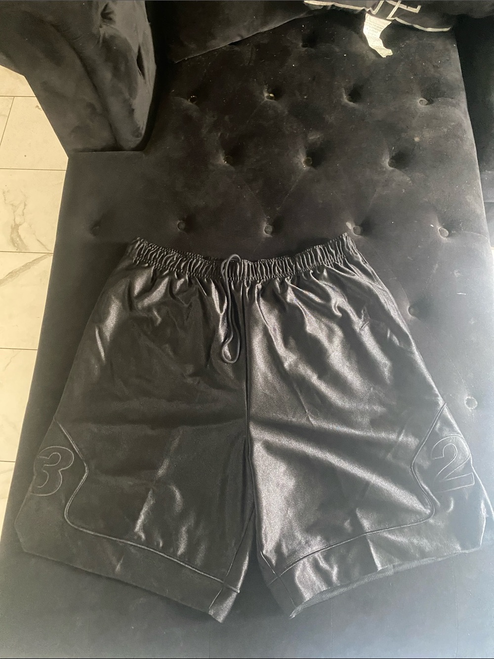 Supreme Black Mesh Lined Drawstring Shorts